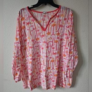 J.Jill Women's Cotton Floral Tropical Casual Top size  Large .